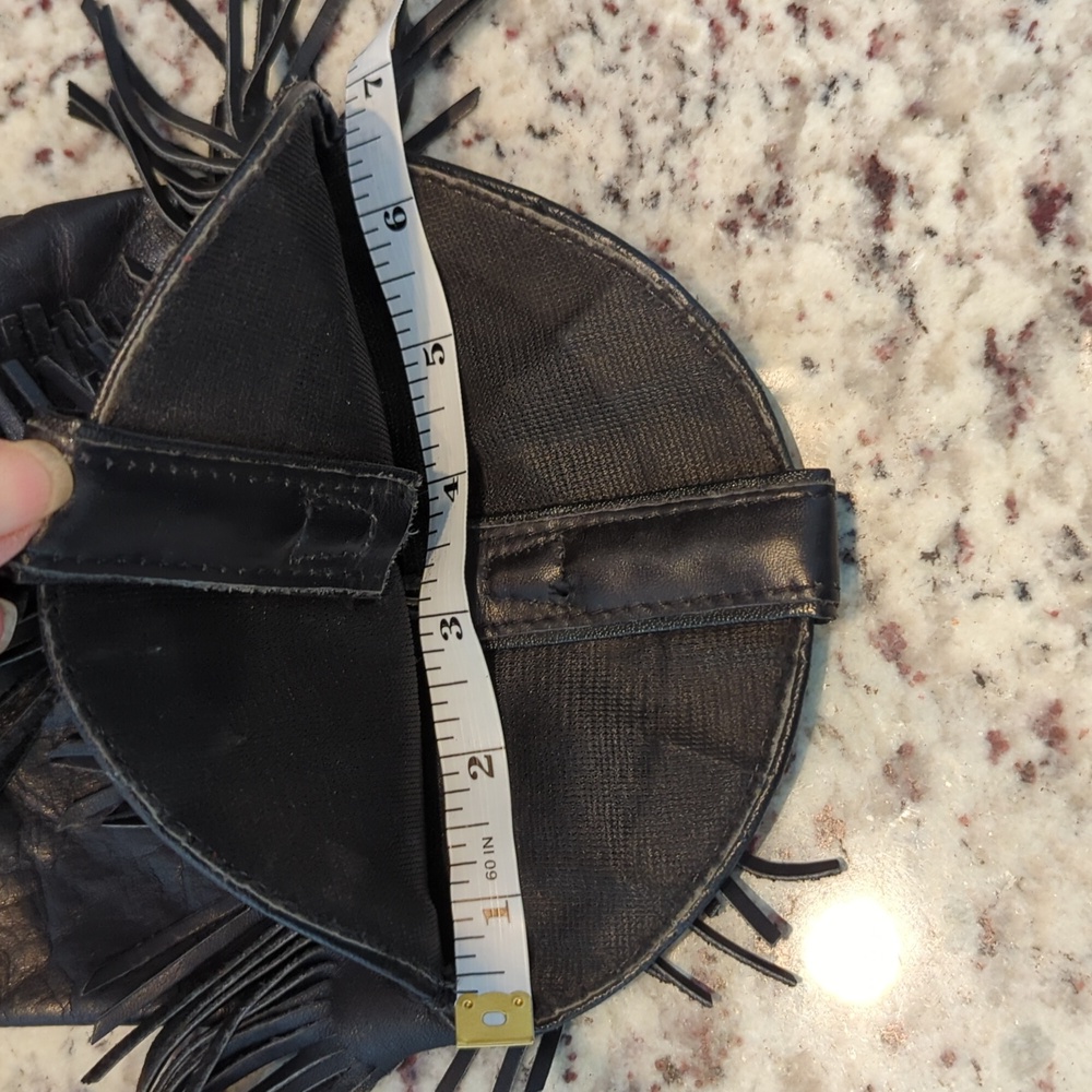 🫶8Vintage Fringed Leather Black Boots - Picture 6 of 7